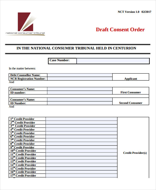 Templates Draft Consent Order Example