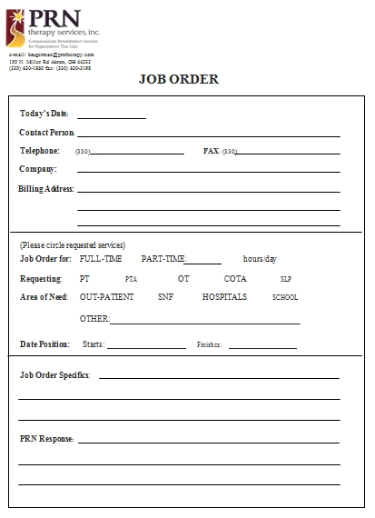 Templates Employee Job Order Example