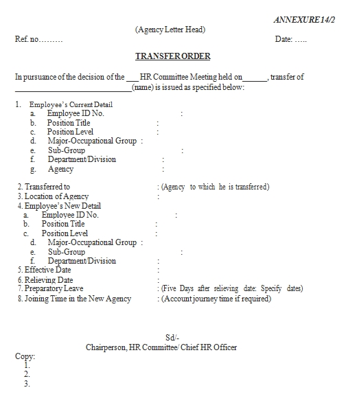 Templates Employee Transfer Order Example
