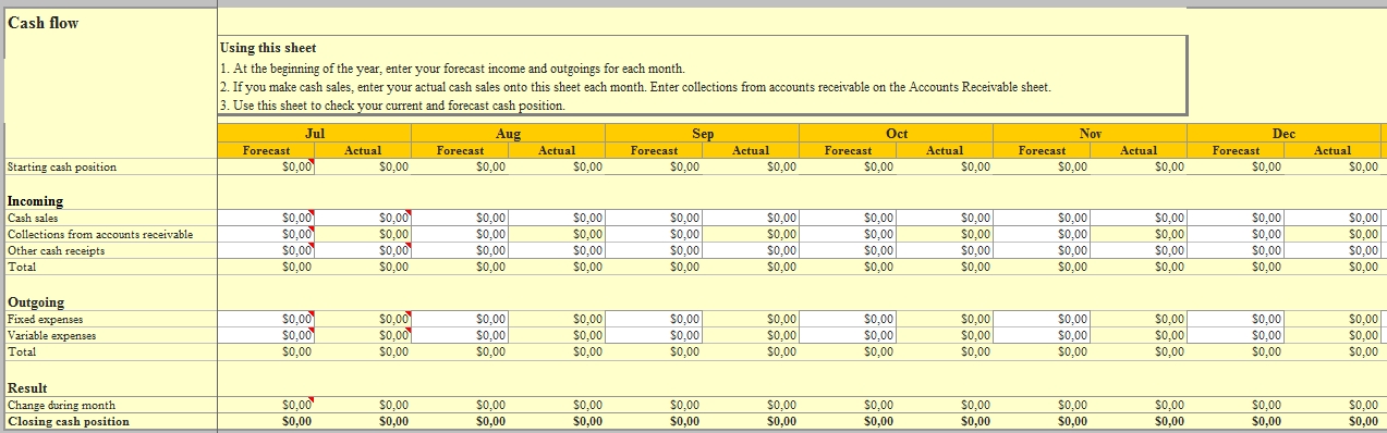Templates Excel for Cash Flow Order Tracker 1 Example
