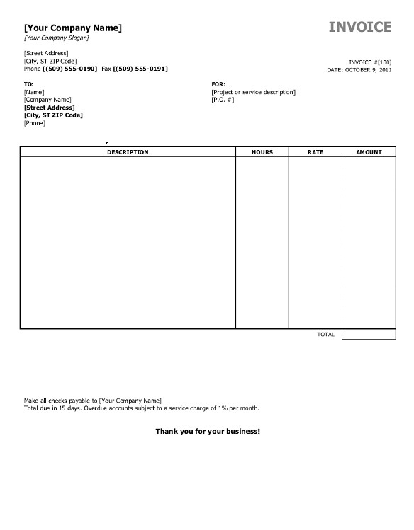 Templates Lease Invoice Example