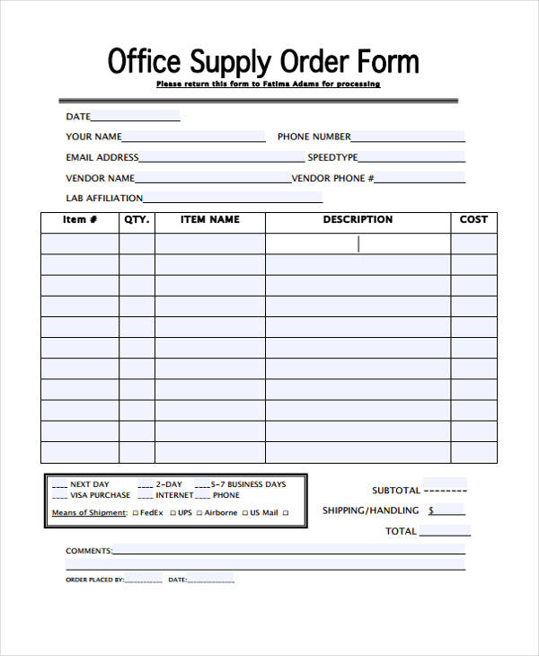Templates Office Order Example