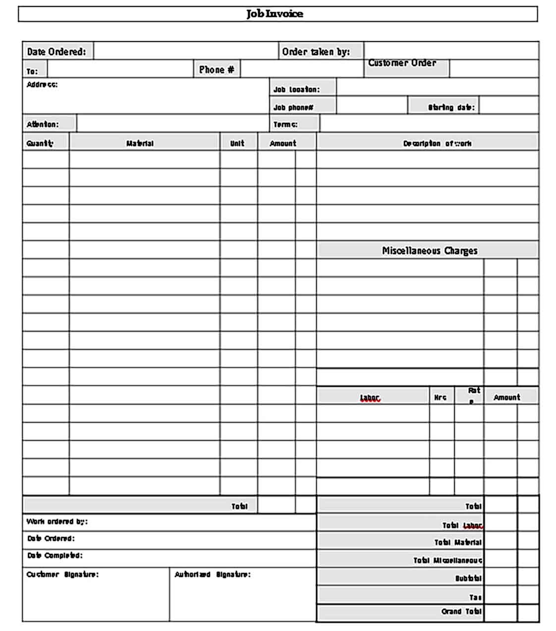 Templates Order Invoice Example