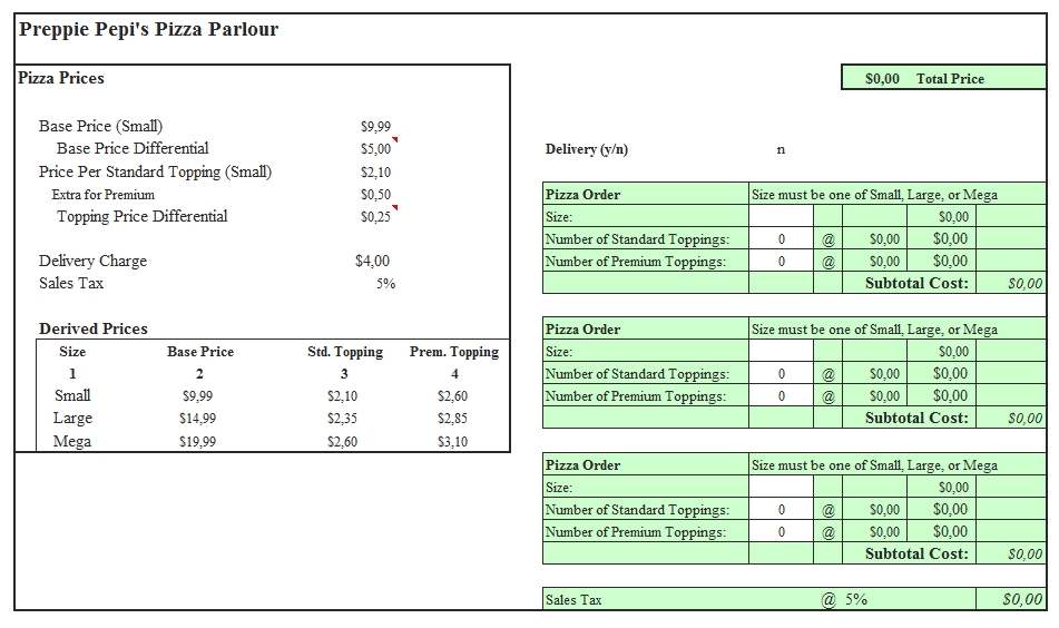 Templates Pizza Delivery Order Excel Format Example