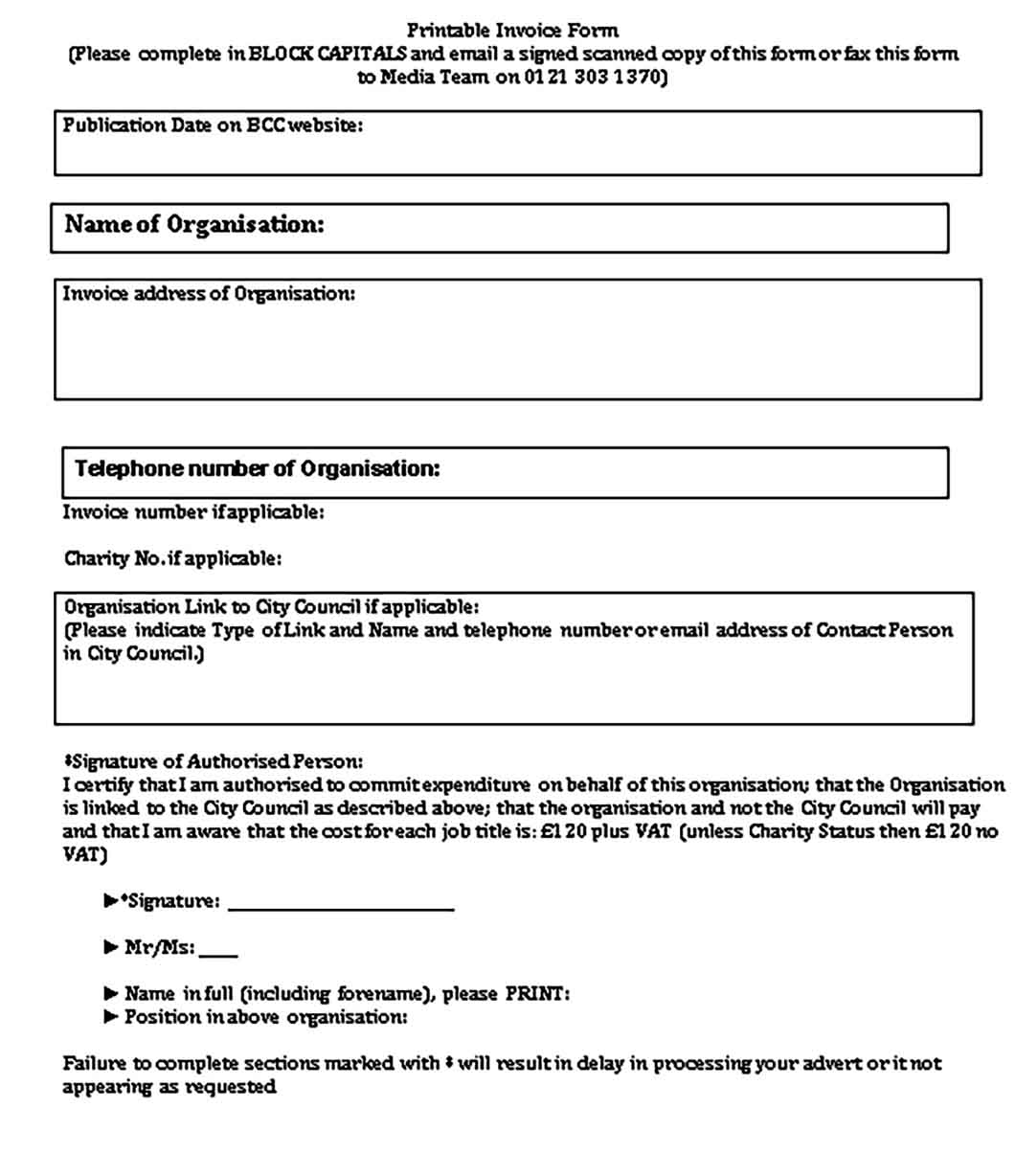 Templates Printable Invoice Form Example