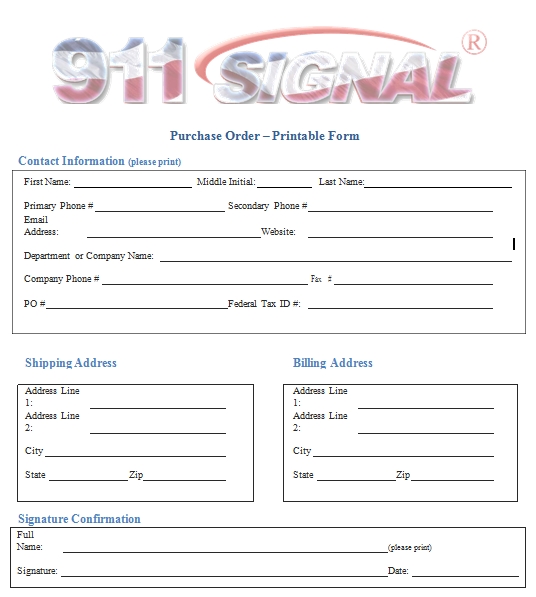 Templates Printable Purchase Order Form Example