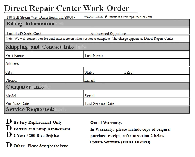 Templates Repair Center Work Order Example