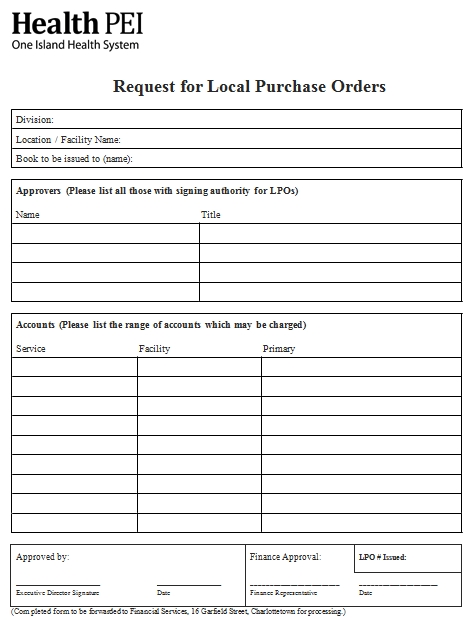 Templates Request for Local Purchase Orders Example