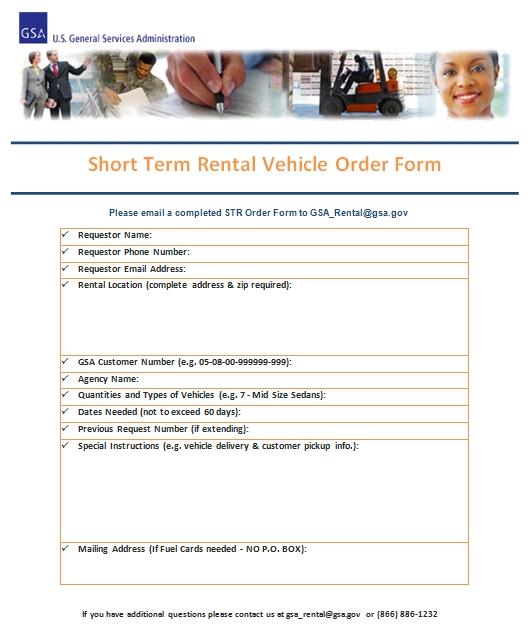 Templates Short Term Rental Vehicle Order Form Example