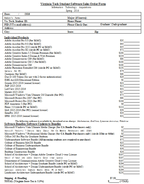 Templates Student Software Sales Order Form Example
