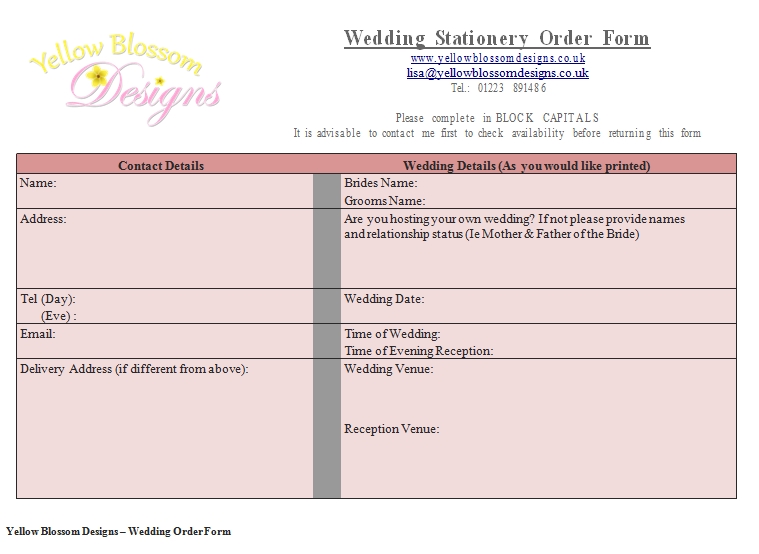 Templates Wedding Stationery Order 1 Example