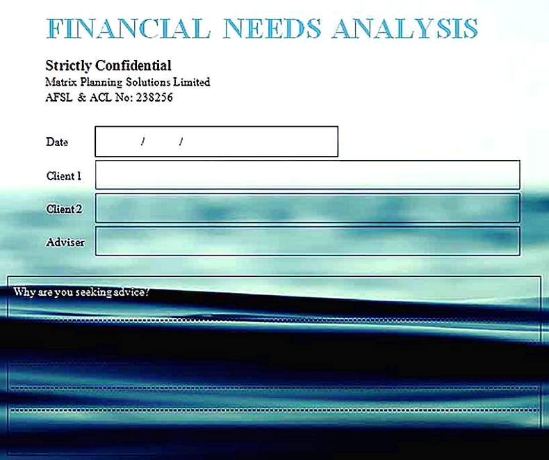 Templates for Blank Financial Needs Sample