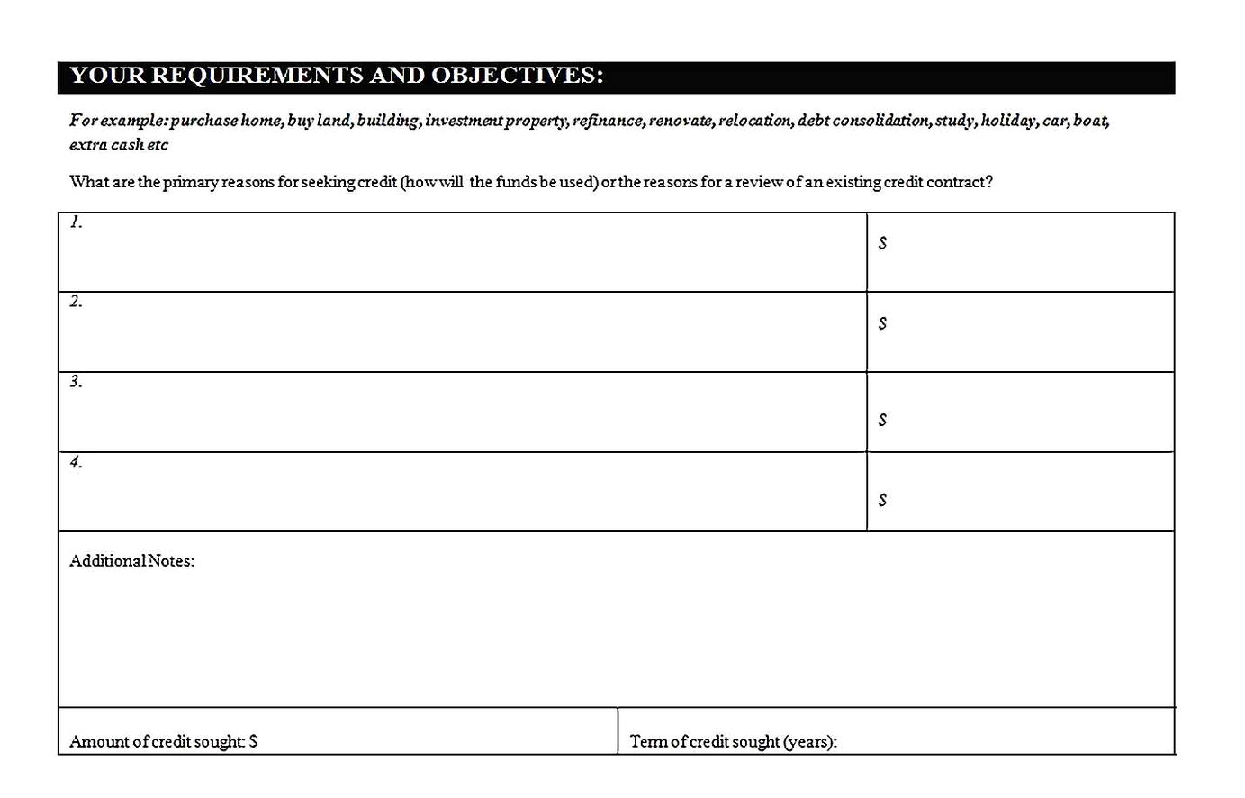Templates for Client Needs Analysis 3 Sample