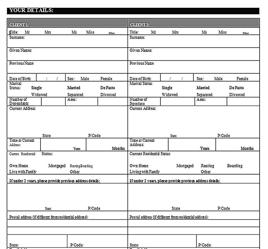 Templates for Client Needs Analysis 4 Sample