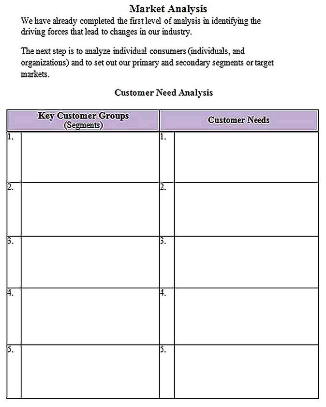 Templates for Customer Needs Analysis 2 Sample