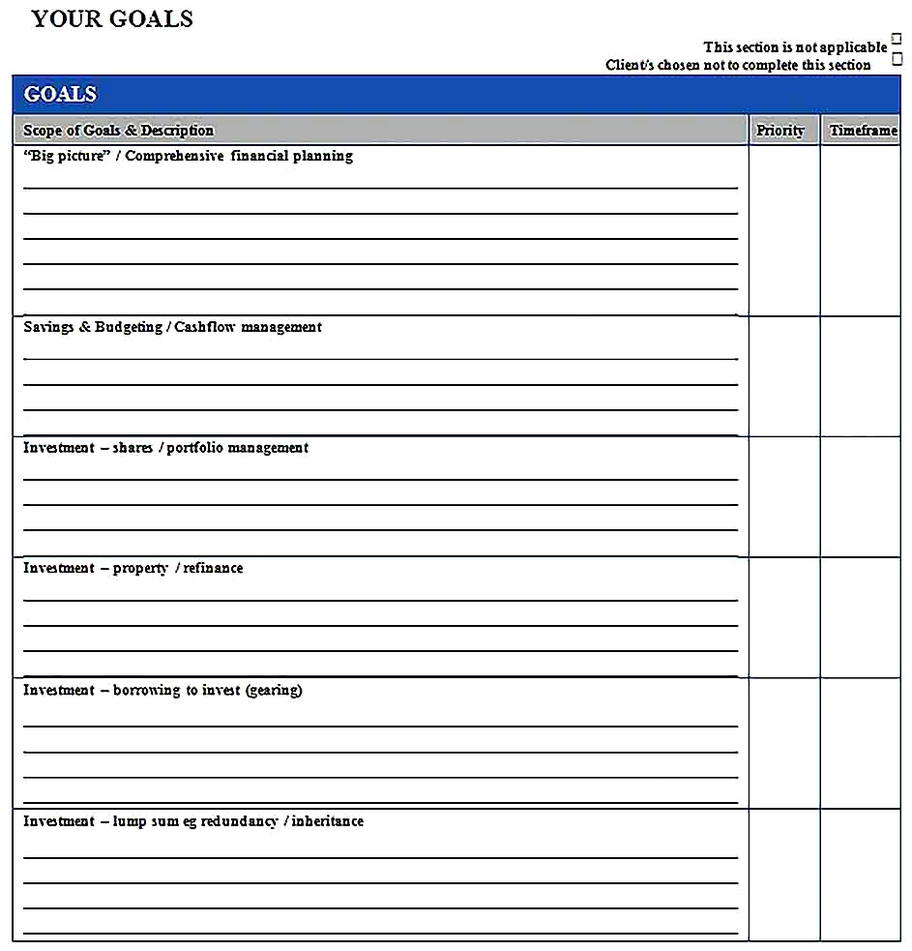 Templates for Financial Needs Analysis 6 Sample Copy