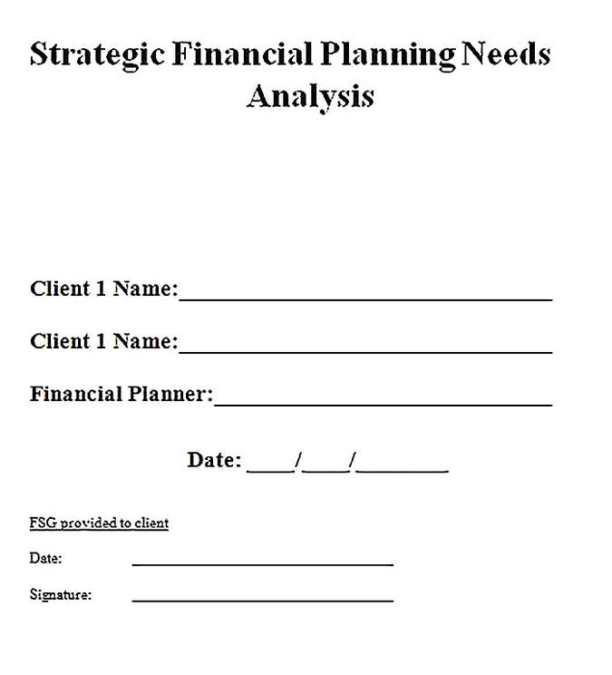 Templates for Financial Planning Needs Analysis Sample