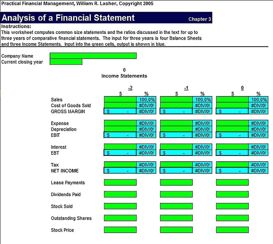 Templates for Financial Statement Analysis in Excel Sample