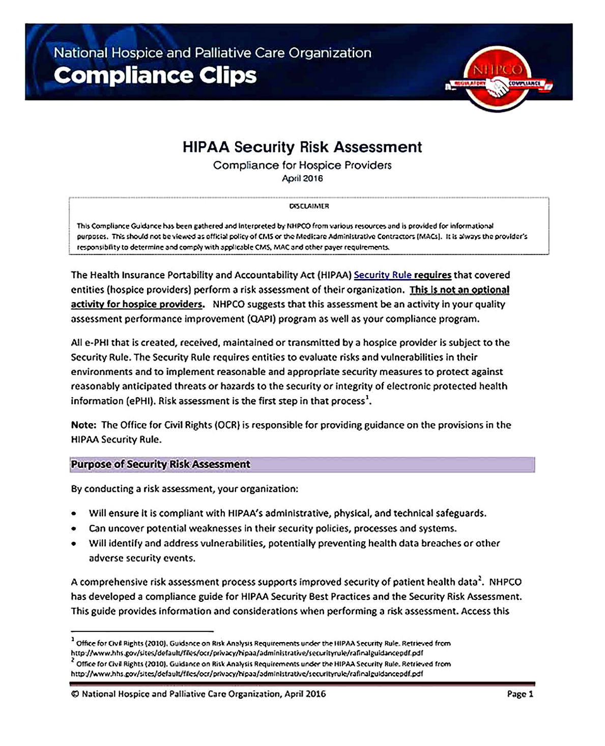 Templates for HIPAA Security Risk Analysis 1 Sample