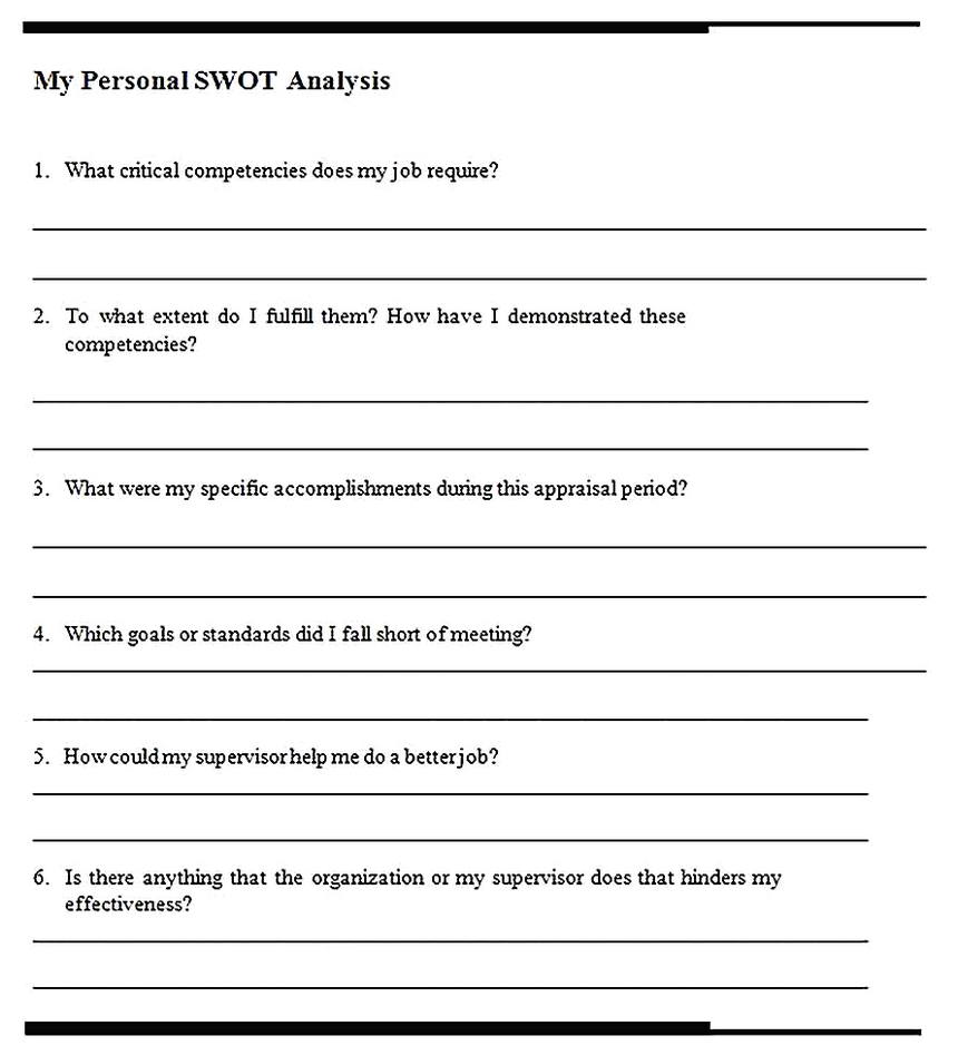 Templates for My Personal SWOT Analysis Format Sample