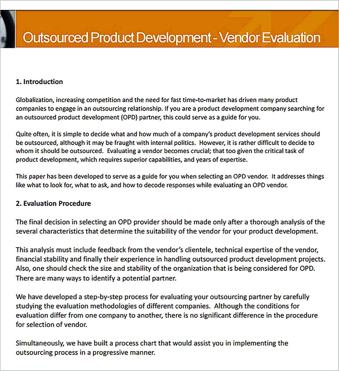 Templates for Printable Product Development Vendor Evaluation Analysis Sample