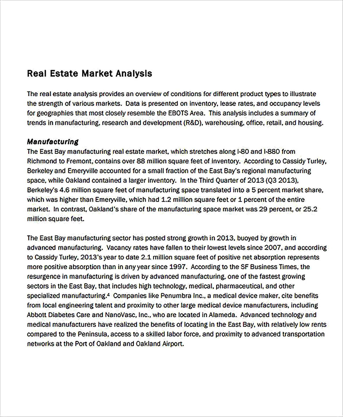 Templates for Real Estate Market Analysis Sample 002