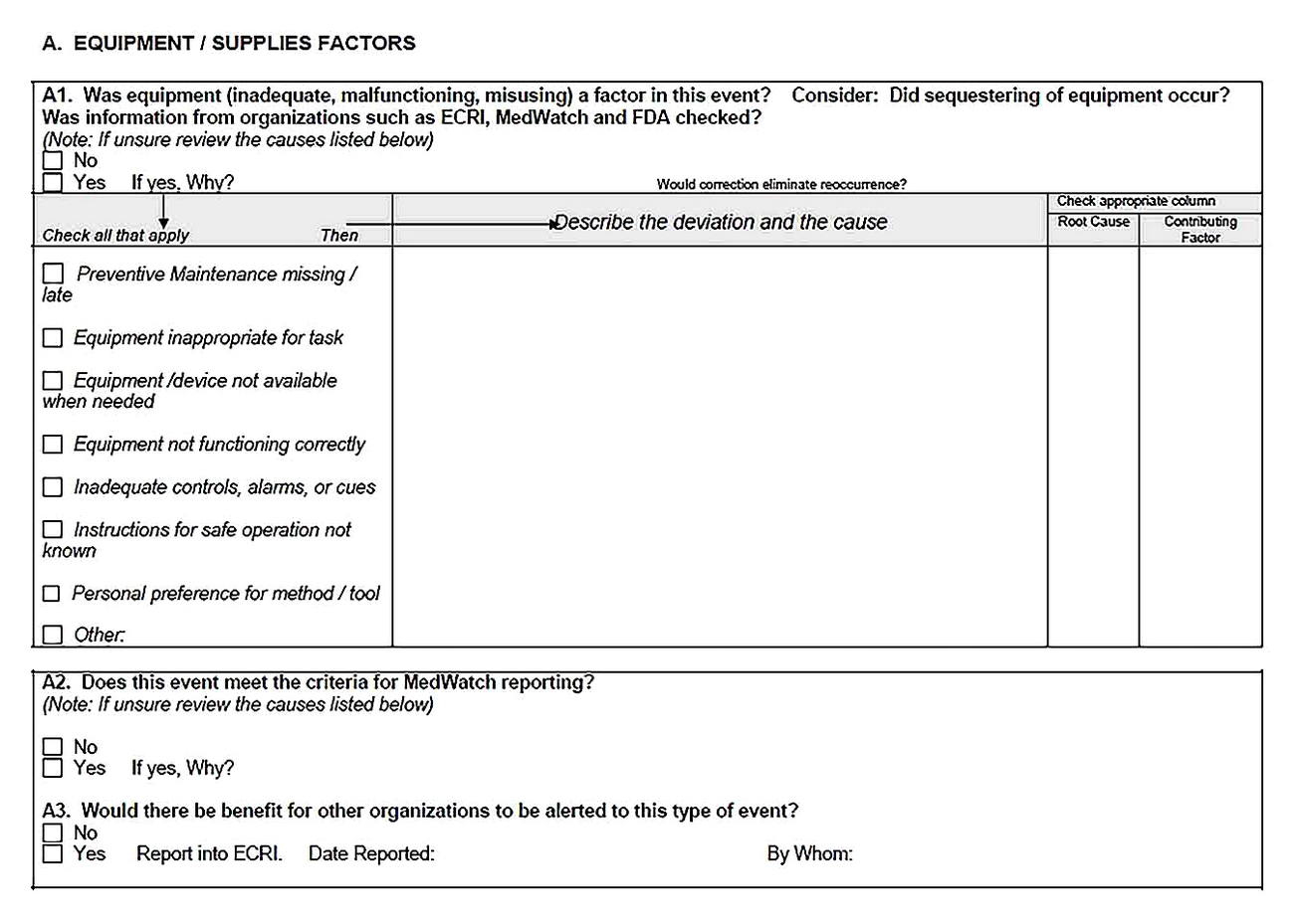 Templates for Root Cause Analysis Meeting Printable3 Sample