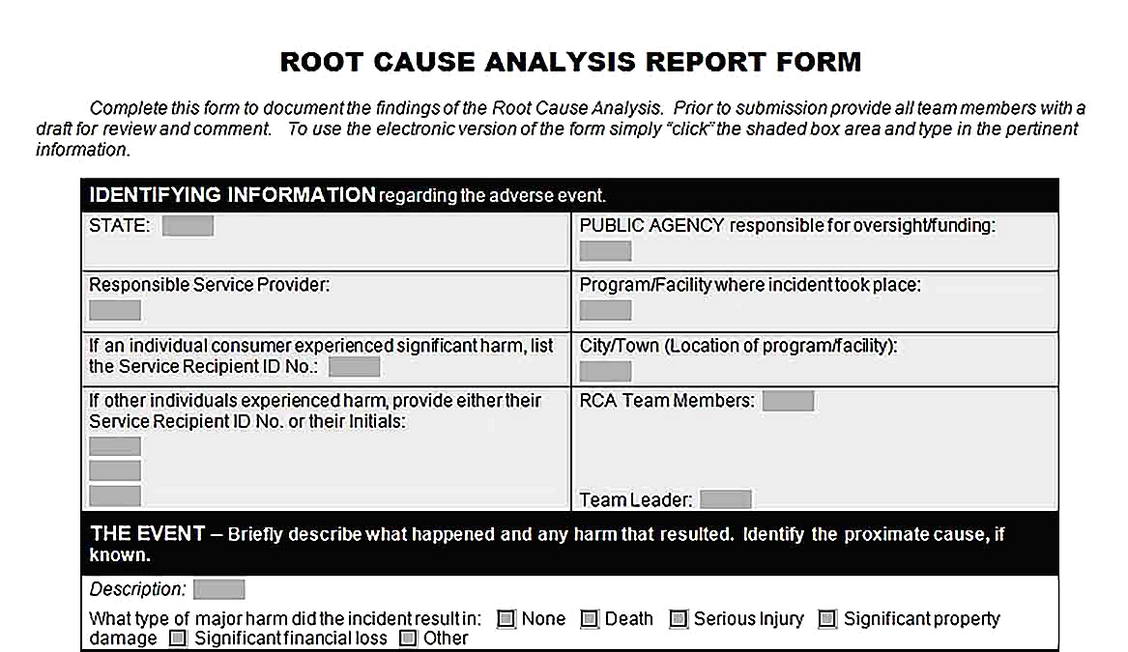 Templates for Root Cause Analysis Report Form Sample