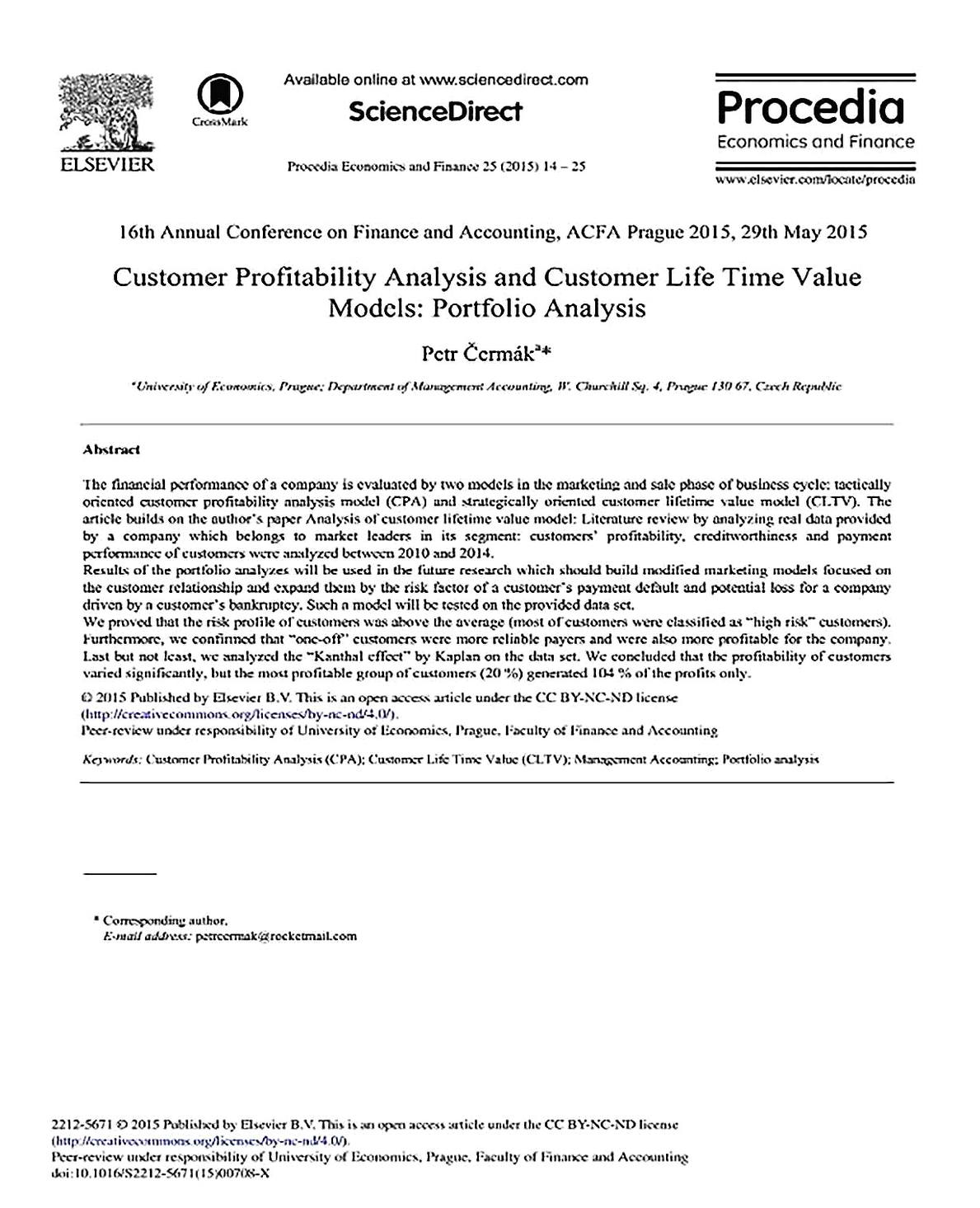 Templates for Simple Customer Profitability Analysis 1 Sample