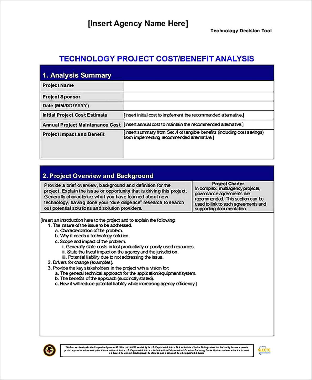 Templates for Technology Project Cost Benefit Analysis Sample