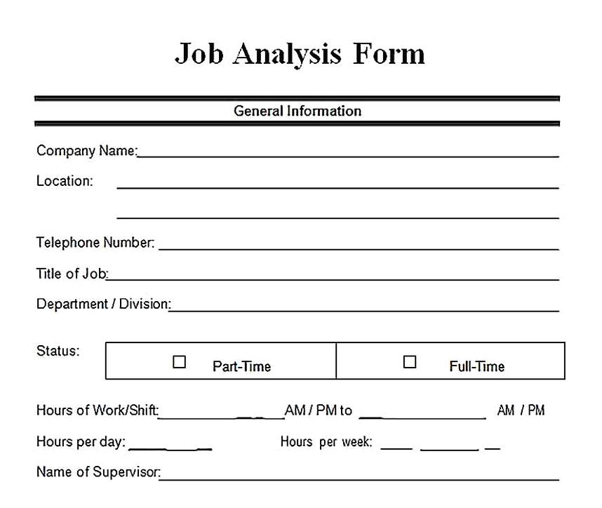 Templates for job analysis form Sample