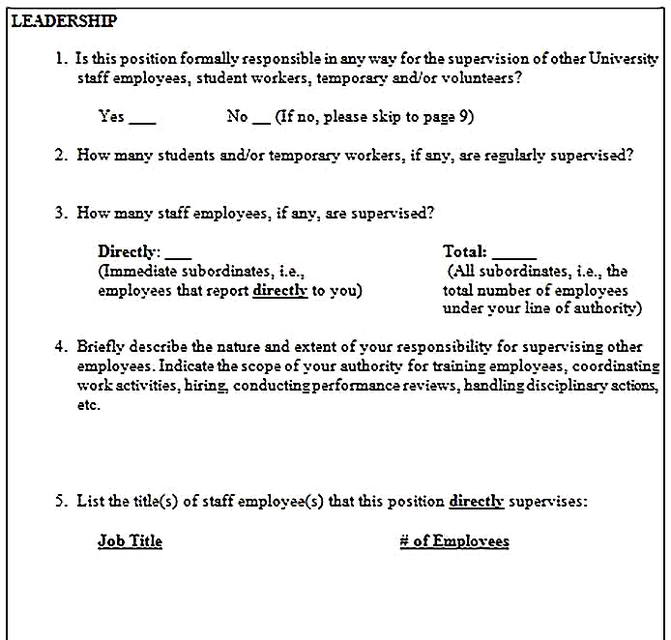 Templates for job analysis questionnaire 7 Sample