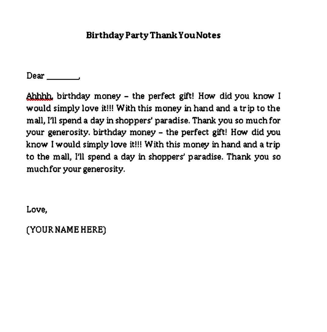 birthday party thank you notes