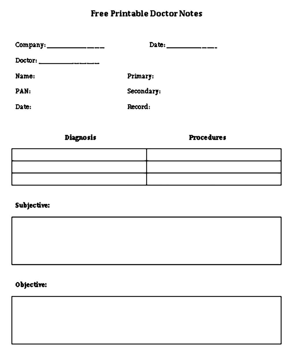free printable doctor notes