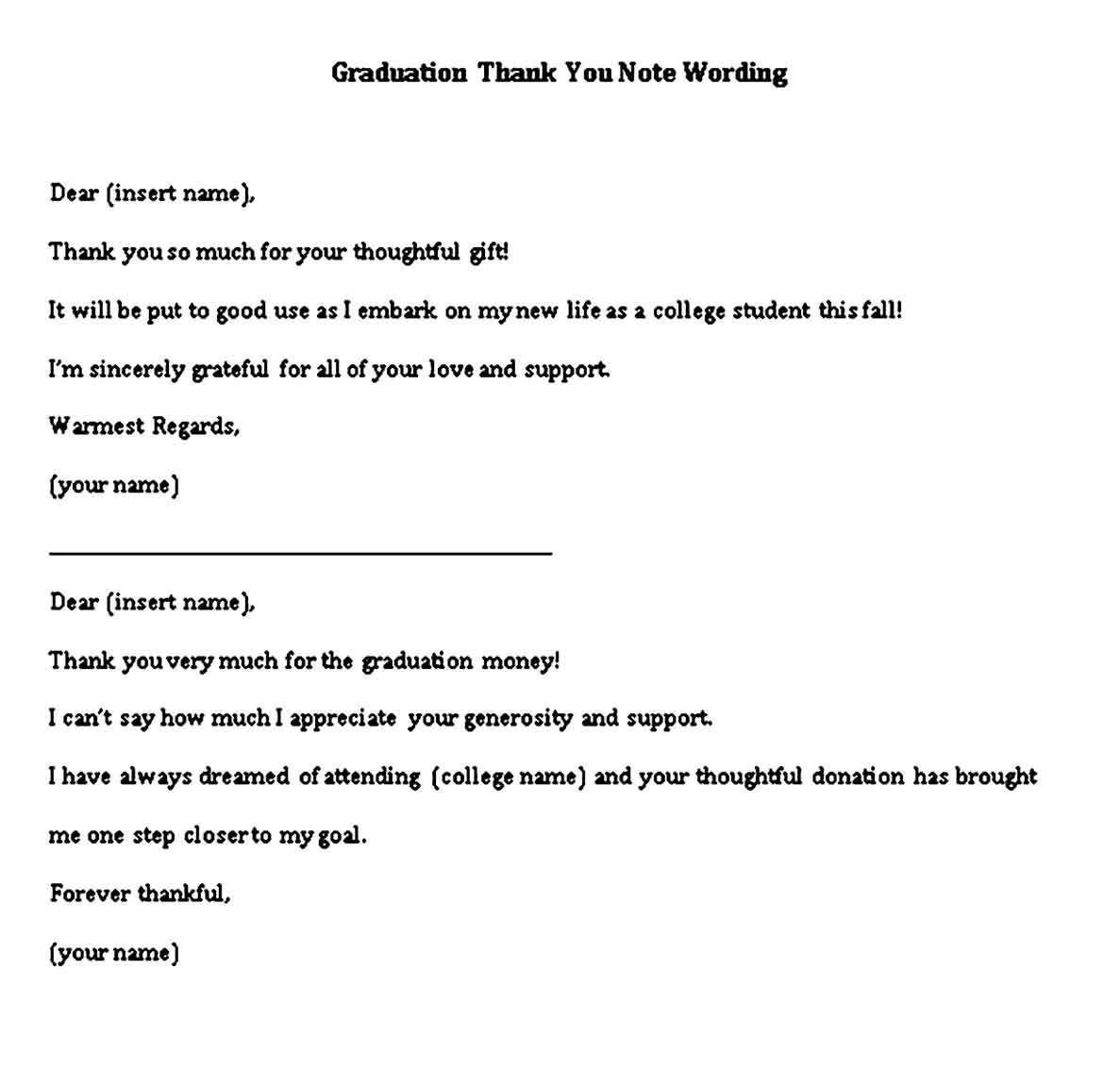 graduation thank you note wording