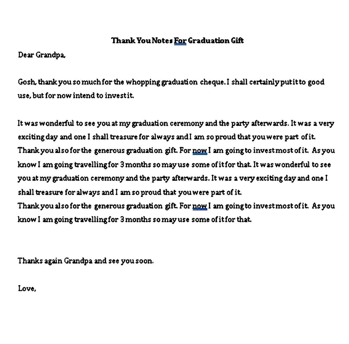 perfect graduation thank you note