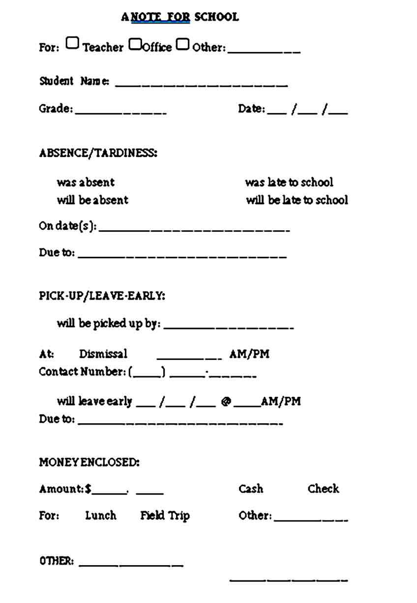 printable parent note form