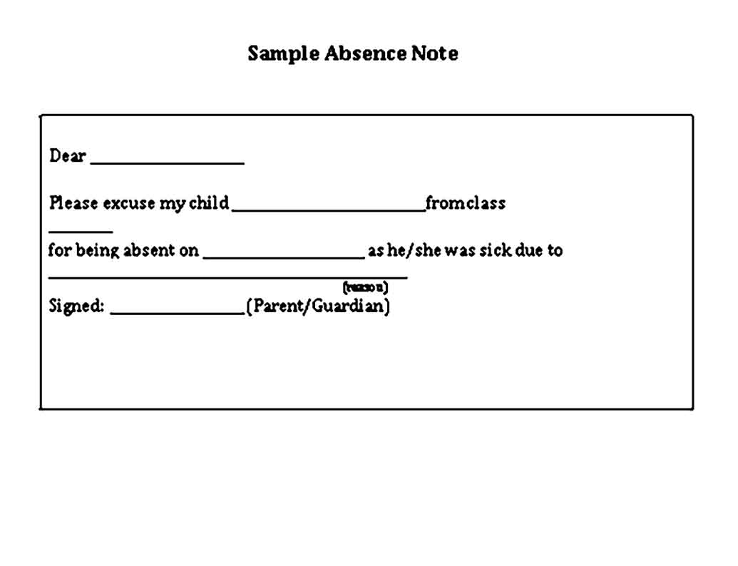 sample absence note template