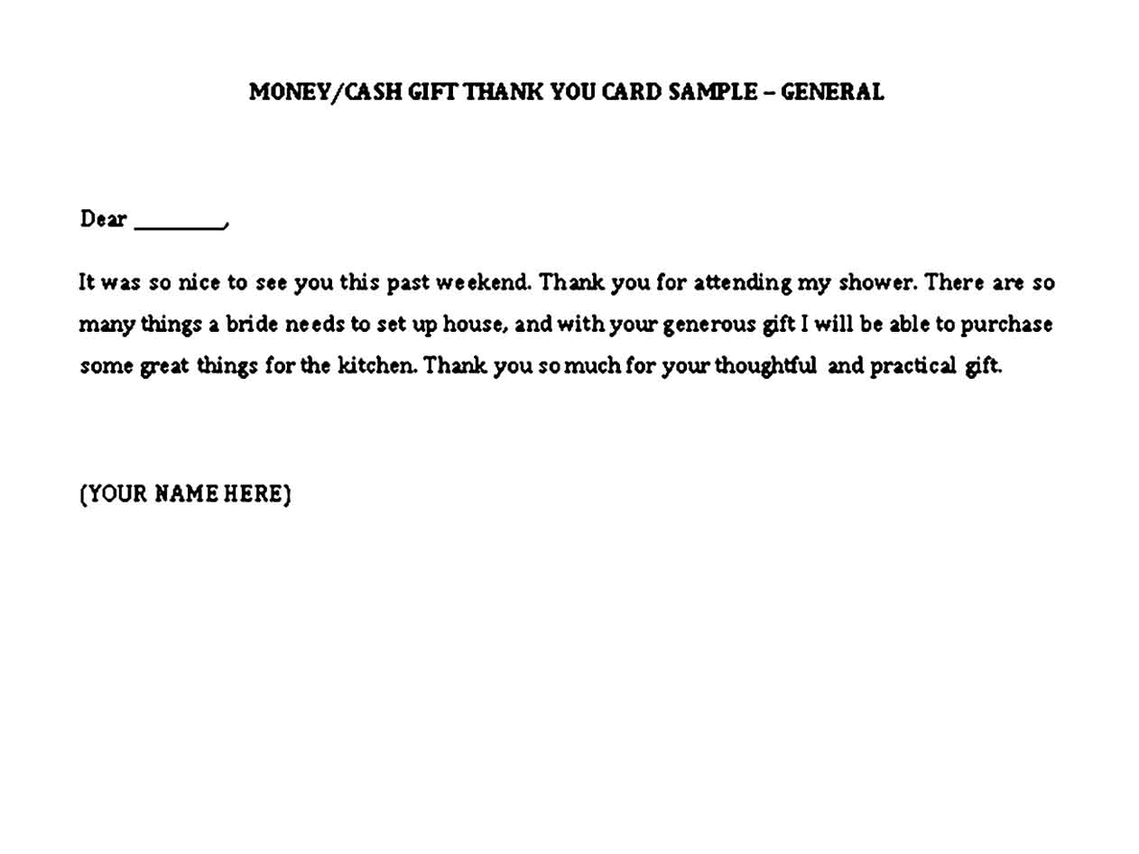 sample thank you notes for money