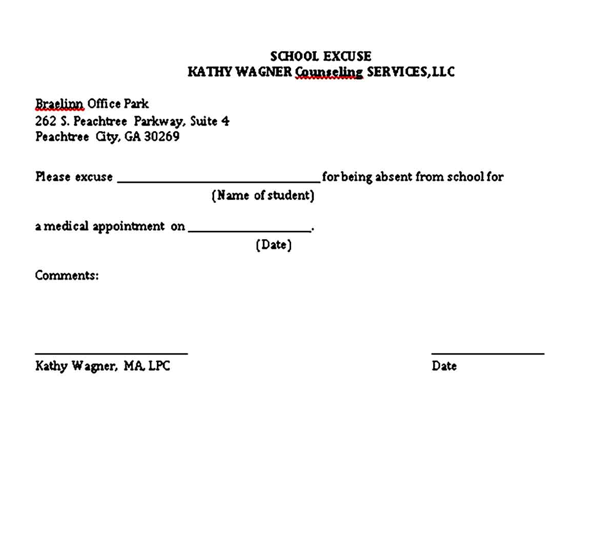 school excuse note template 1