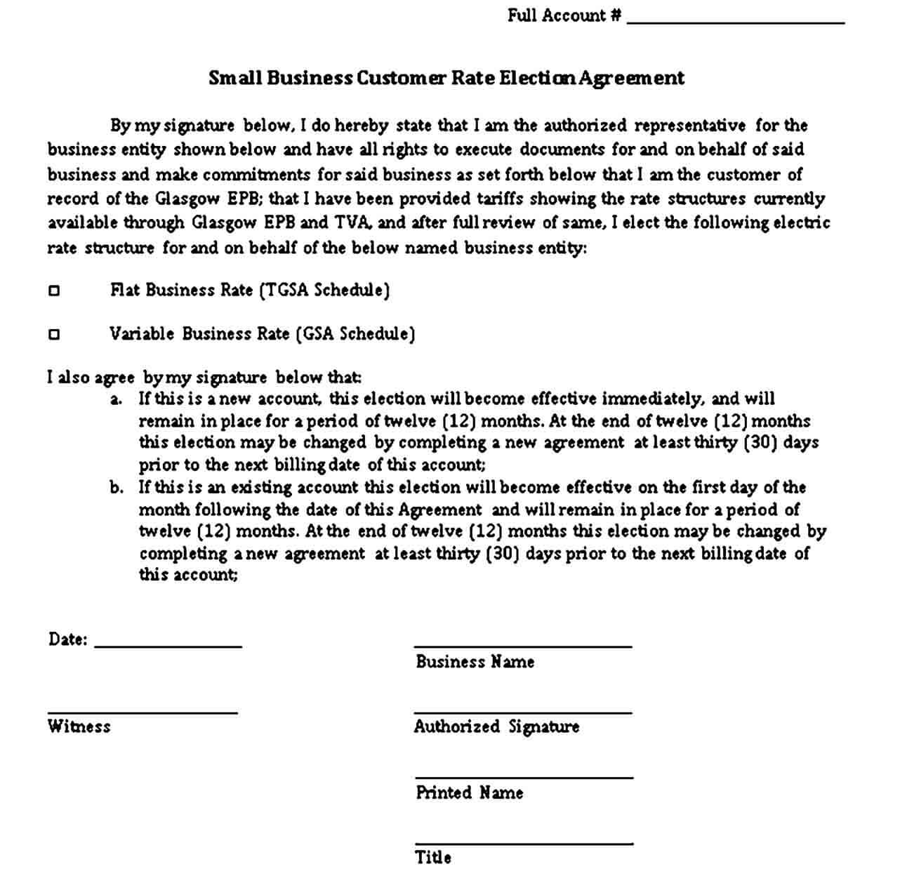 Basic Small Business Agreement in PDF