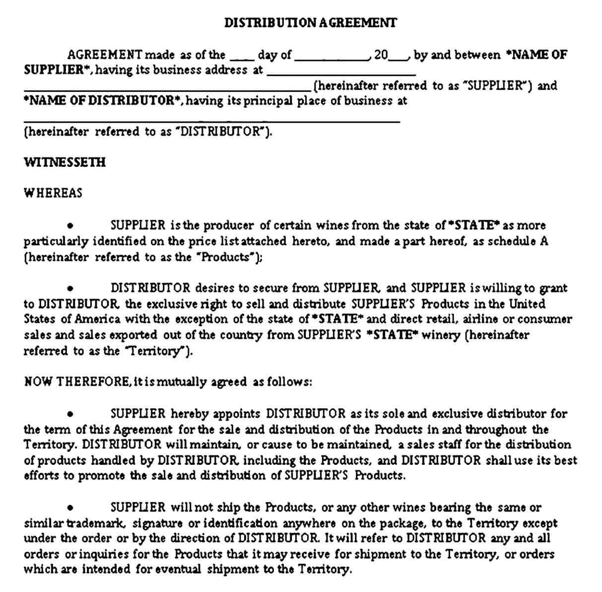Document Distribution Agreement Form Example