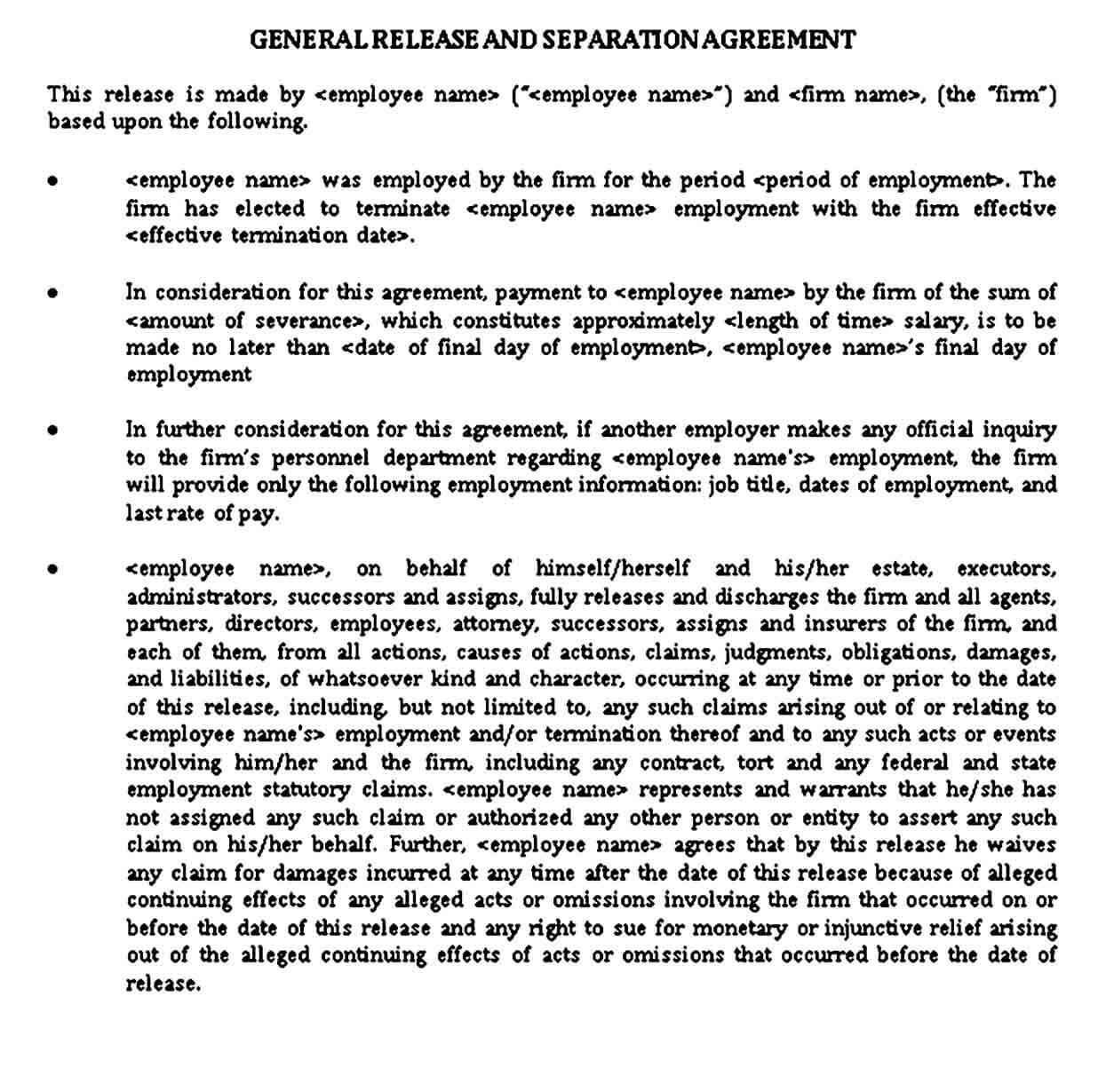General Release and Separation Agreement
