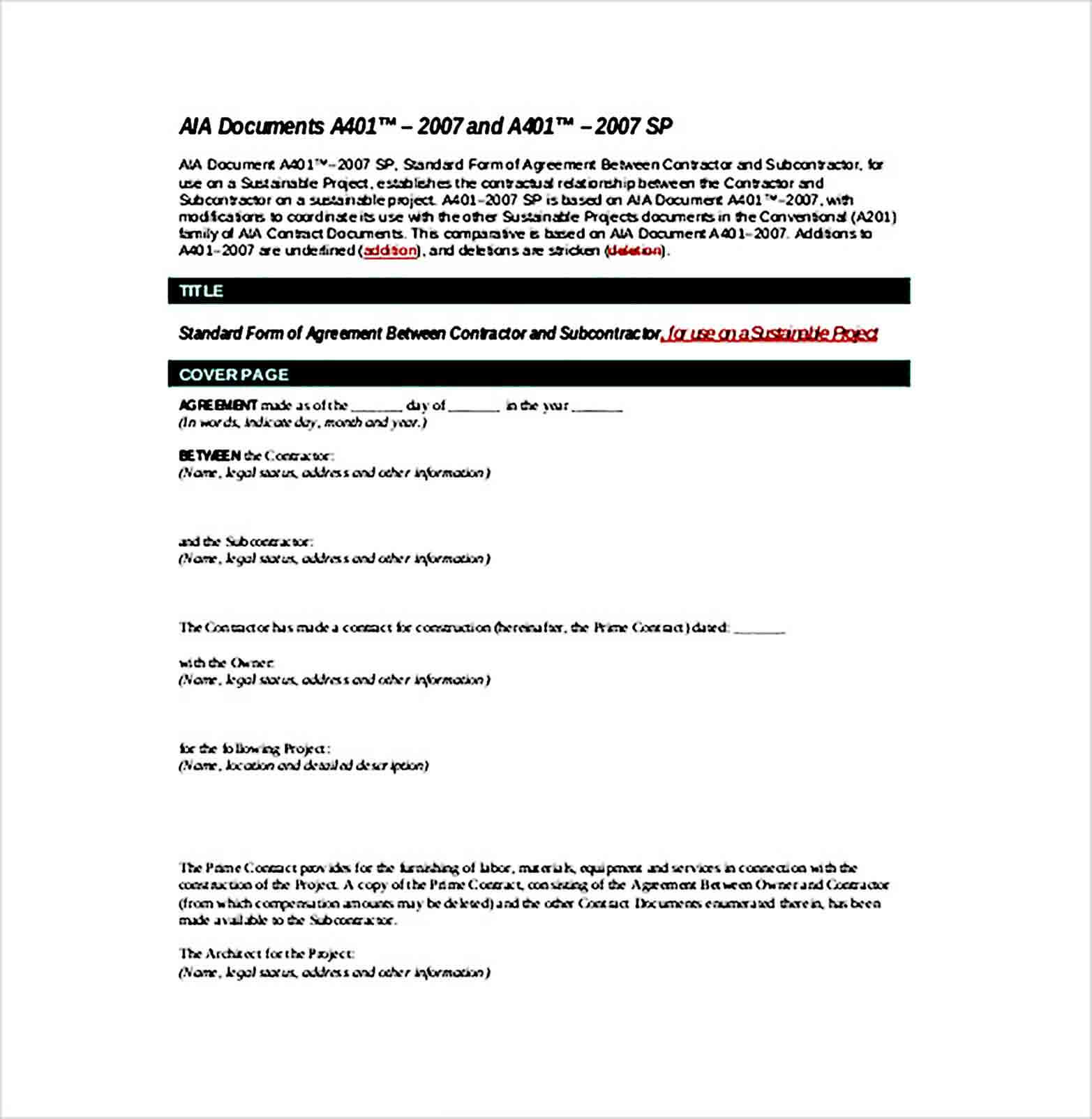 Generic Subcontractor Agreement PDF Format