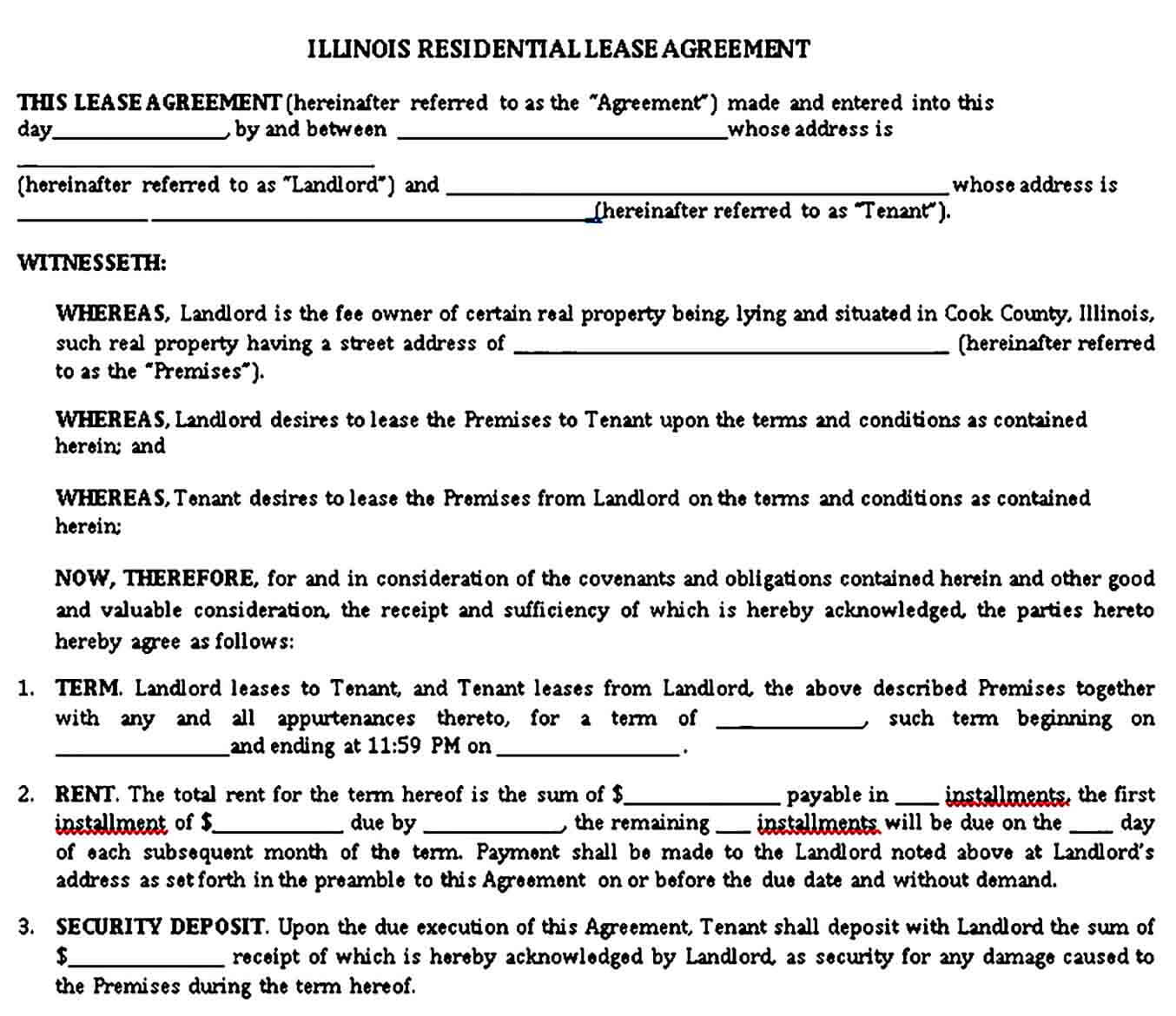 Illinois Residential Lease Agreement