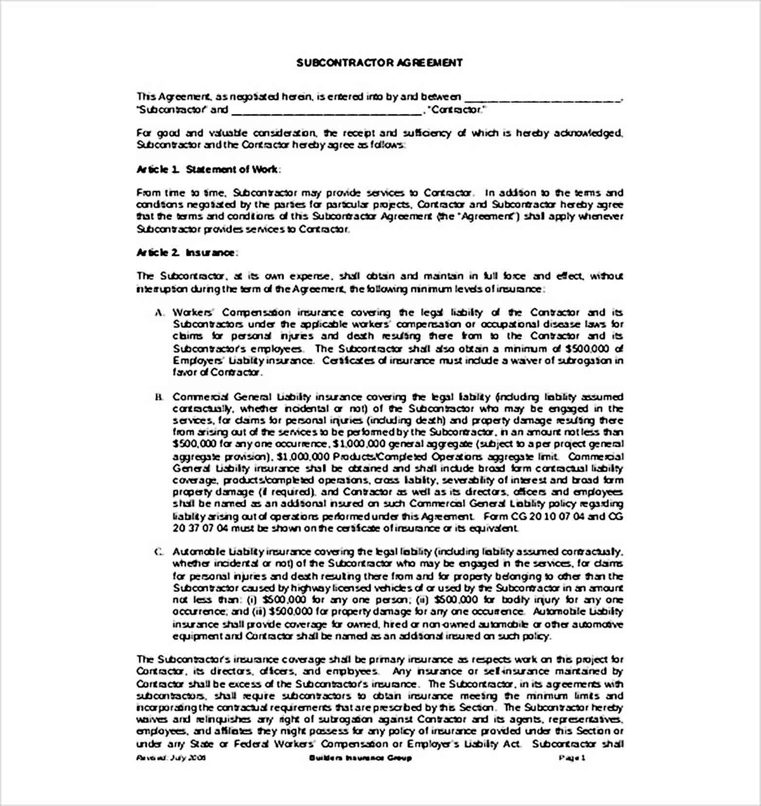 Independent Contractor Agreement Form