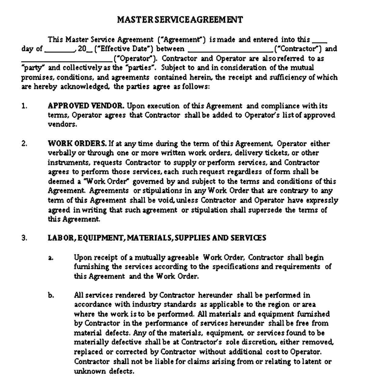 Master Service Agreement