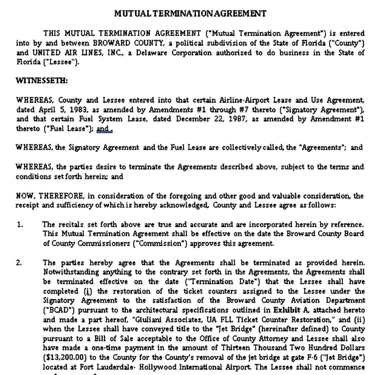 Mutual Termination Agreement Template