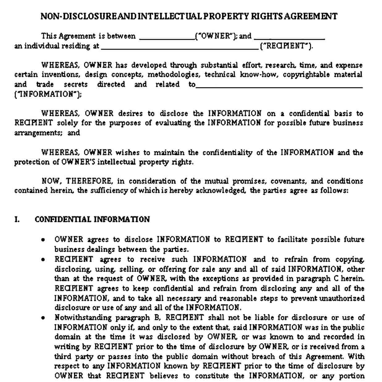 Non Disclosure and Intellectual Property Rights Agreement
