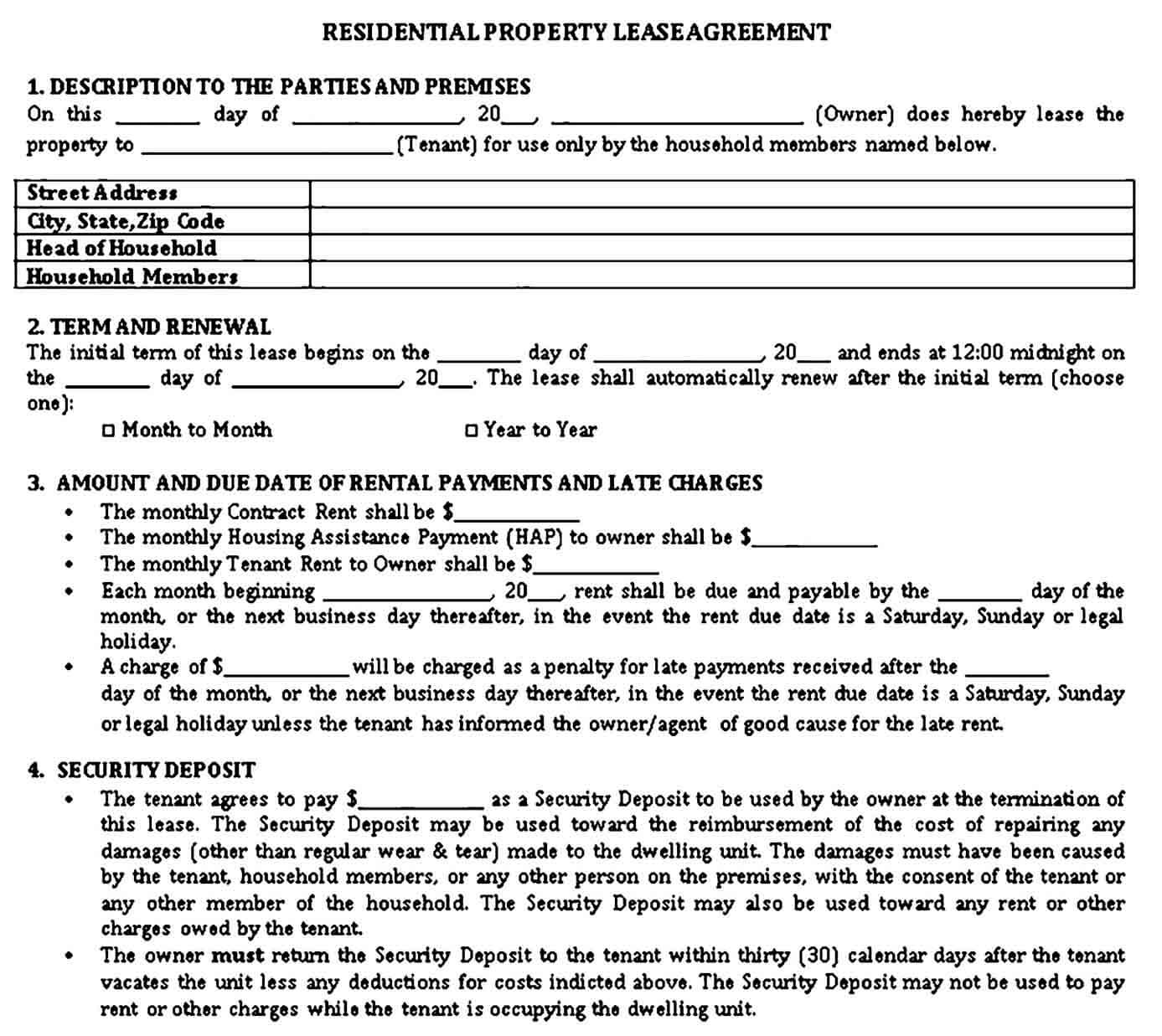 Residential Property Lease Agreement